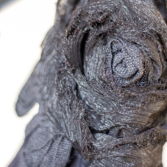 As U Wish | Asymmetrical Black Dress with Ruching and Black Lace Rose (J… - Picture 3 of 5